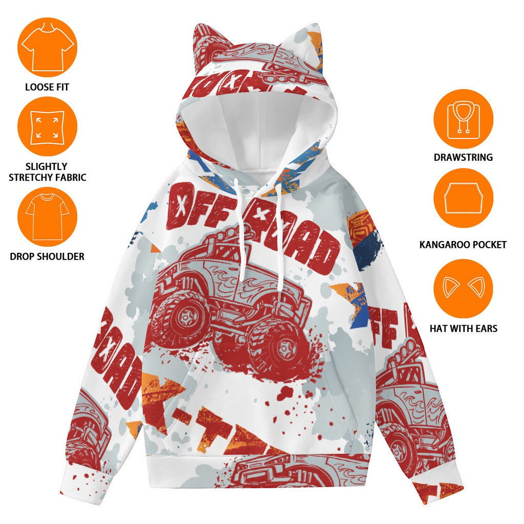 All-Over Print Women’s Hoodie With Decorative Ears