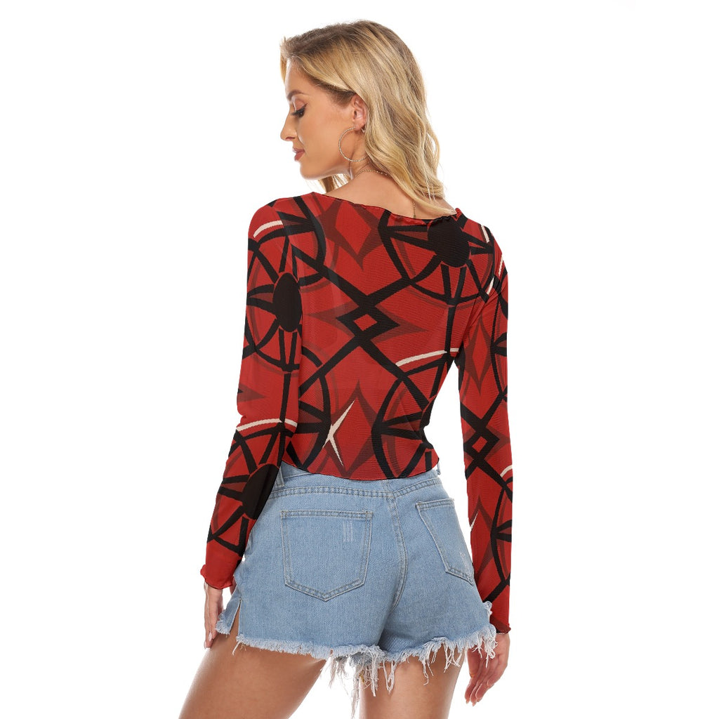 All-Over Print Women's Mesh Long Sleeves T-shirt