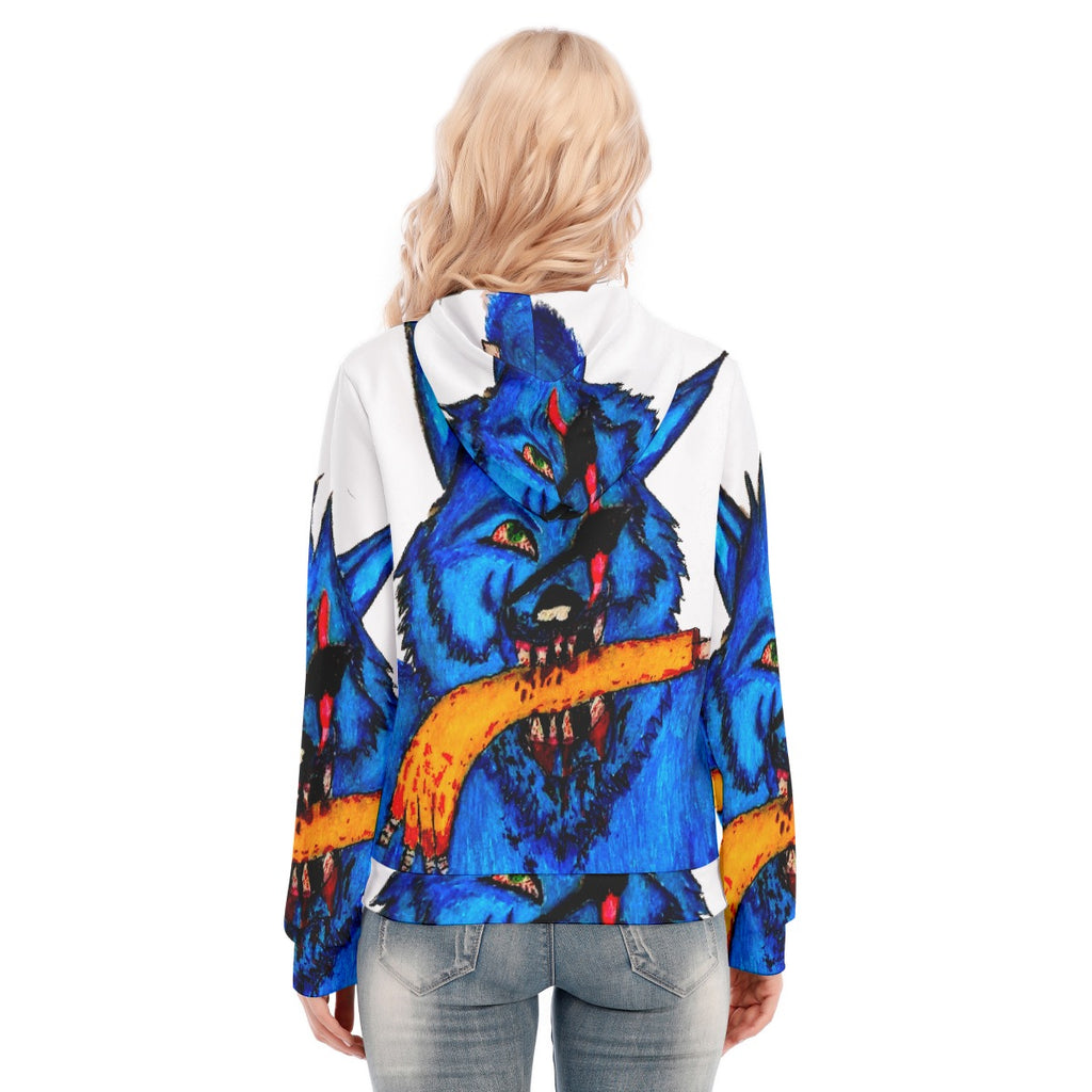 All-Over Print Women's Hoodie With Zipper