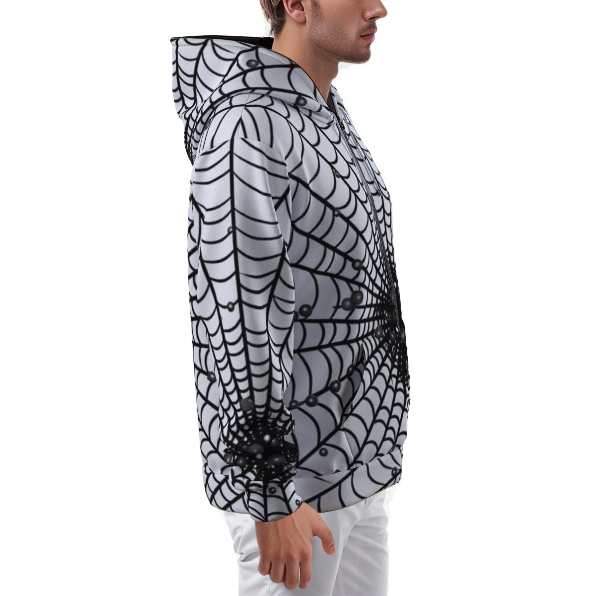 All-Over Print Zip Up Hoodie With Pocket