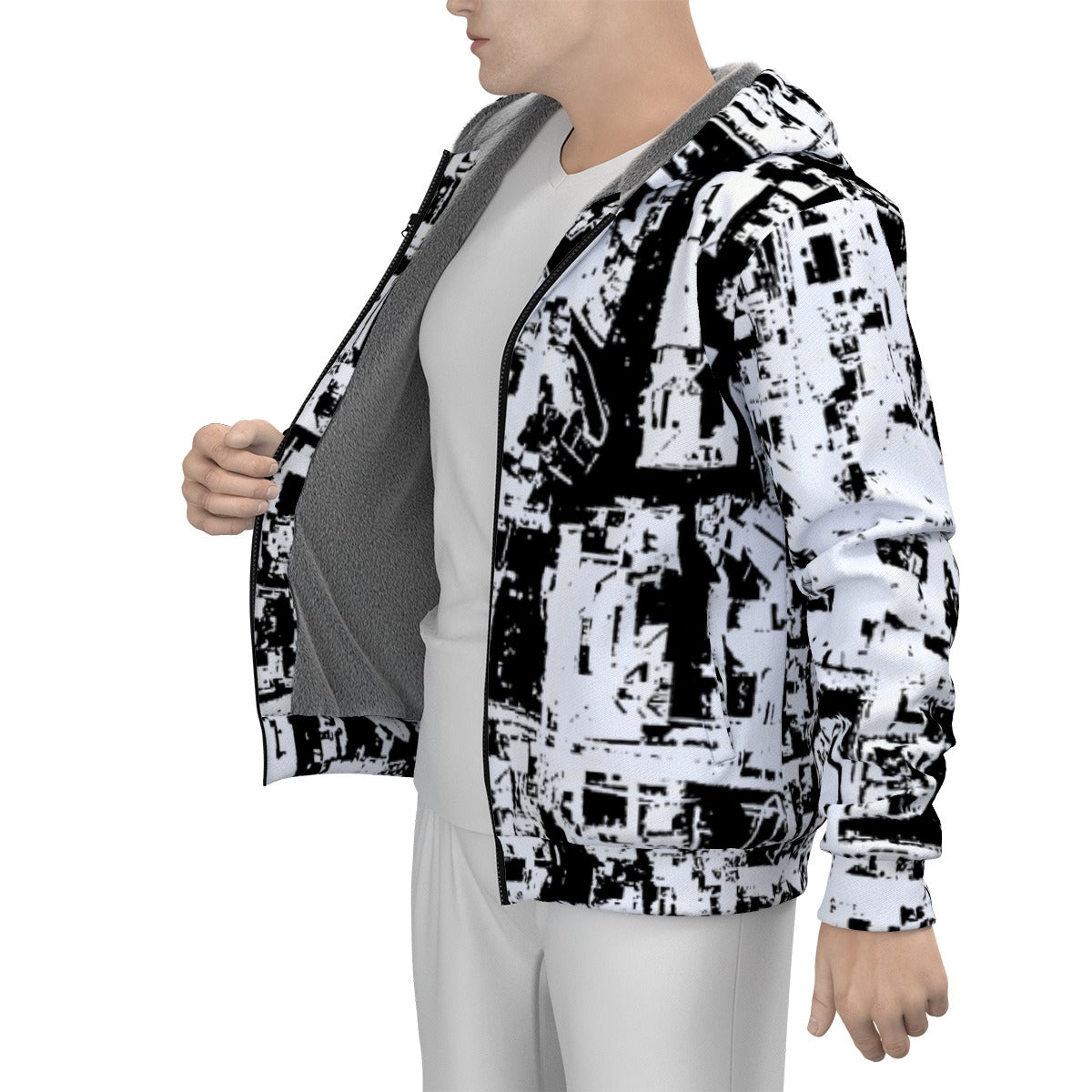 All-Over Print Men's Sherpa Fleece Zip Up Hoodie