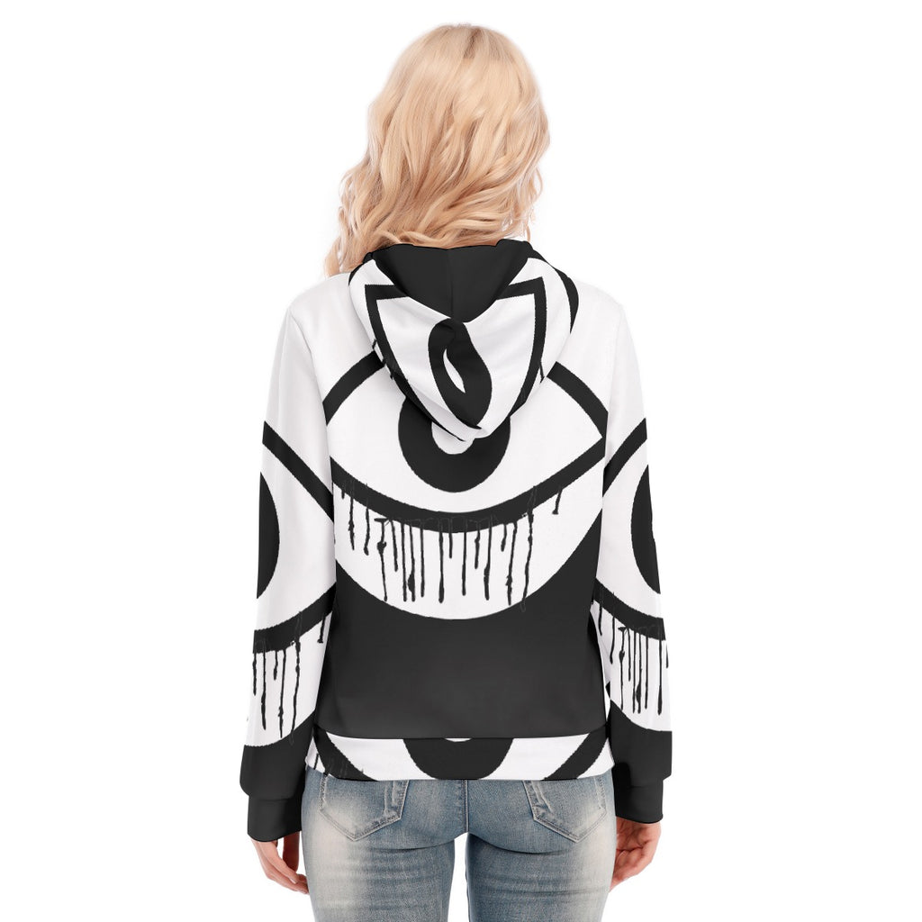 All-Over Print Women's Hoodie With Zipper