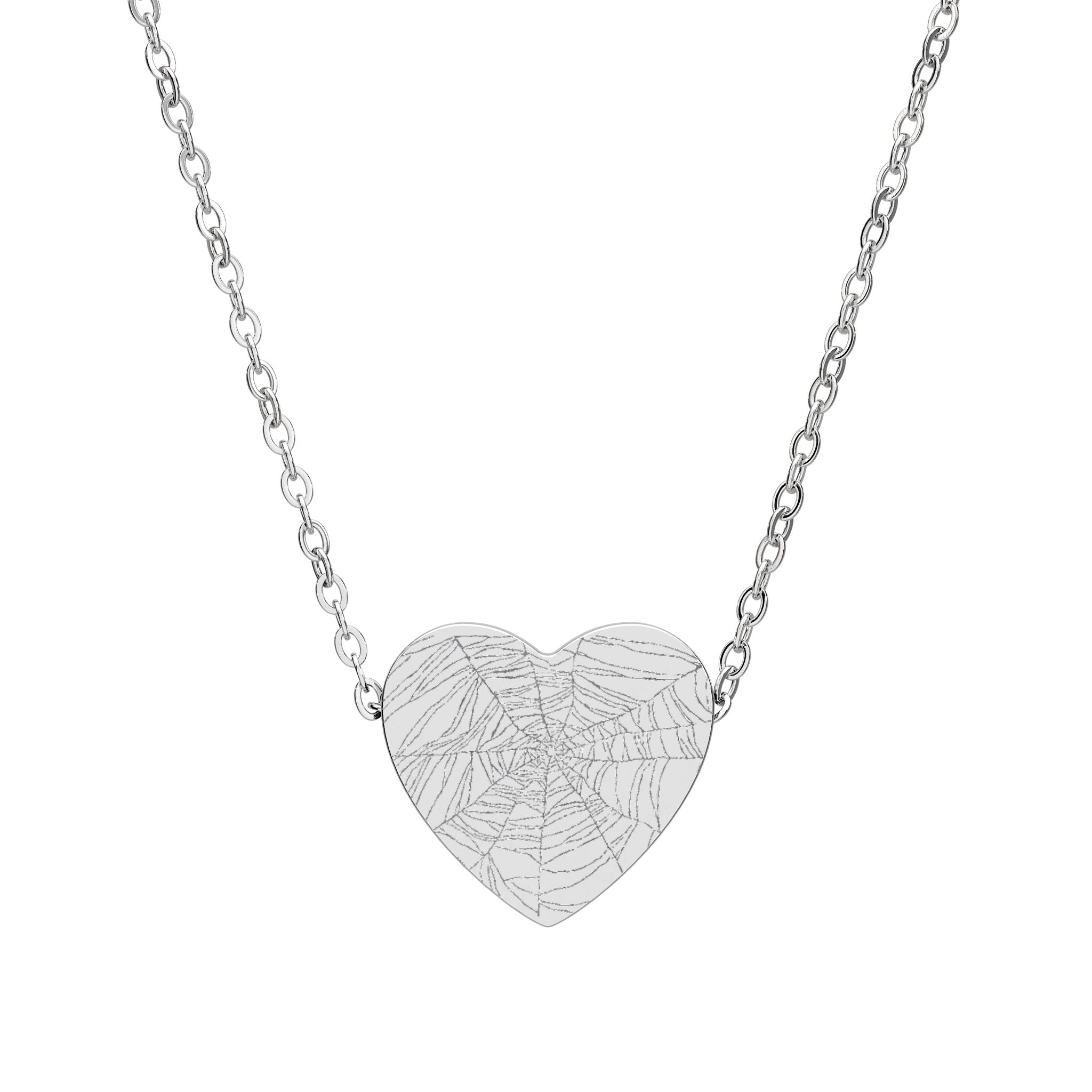 Engravable Heart Necklace — Personalized Sterling Silver or Black Pendant Gift
